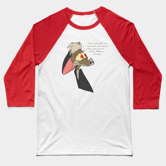 Batty - Robin Williams Tribute Baseball T-Shirt by knightwatchpublishing